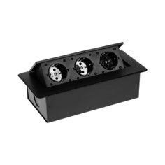Розетка выдвижная luazon lighting, 16 а, трехместная, в стол, черная