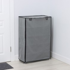 Полка для обуви с чехлом ladо́m, 5 уровней, 60×30×90 см, цвет серый