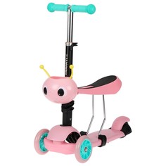 Самокат 2 в 1 с корзинкой graffiti kids, колеса pu 120/75 мм, цвет розовый