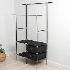 Вешалка - стойка напольная для одежды доляна, 2 перекладины, 2 ящика, 120×43×169 см, цвет черный