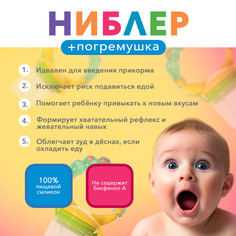 Ниблер для прикорма, с погремушкой, пищевой силикон, в кейсе, 3 съемных насадки