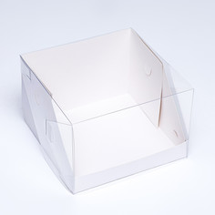 Кондитерская коробка с пластиковой крышкой, белая 20,5 х 20,5 х 14 см Upak Land
