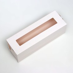 Коробка для макарун, с ложементом, с окном, белая 16.5×5.5×5.5 см Upak Land