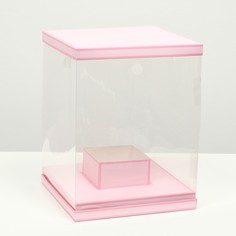 Коробка для цветов с вазой и pvc окнами складная, розовый, 23 х 30 х 23 см Upak Land