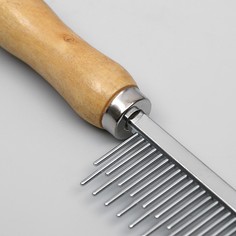 Расческа-разнозуб wood с деревянной ручкой, 20 х 3 см Пижон