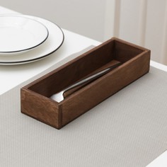 Лоток деревянный для подачи столовых приборов доляна, 25×8×4 см, коричневый