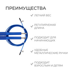 Скоростная скакалка onlytop, 2,8 м, цвет синий