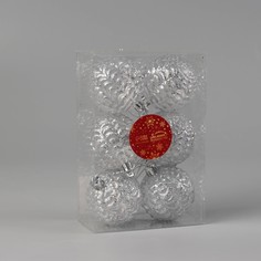 Ёлочные игрушки, шары новогодние , пластик, набор d-6 см, 6 шт Зимнее волшебство