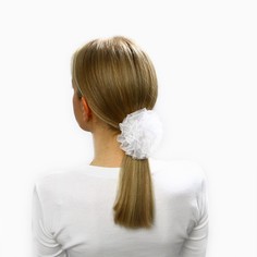 Бант для волос на резинке школьный, белый, 11 см, принцессы Disney