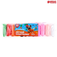Пластилин легкий, прыгающий, набор 12 цветов, вес 1 цвета: 10 г, 3 инструмента Школа талантов