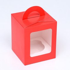 Коробка для 1 капкейка, красдляя, 9.2×9.2×11.1 см Upak Land