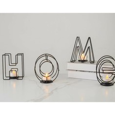 Подсвечник металлический на 4 свечи take it easy, home, 13.5×42 см, черный