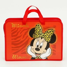 Папка пластиковая с ручками а4, на молнии, 26х33х7,5 см, минни маус Disney