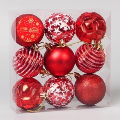 Ёлочные игрушки, шары новогодние , пластик, набор d-5,5 см, 9 шт Зимнее волшебство