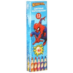 Цветные карандаши, 12 цветов, трехгранные, человек-паук Marvel