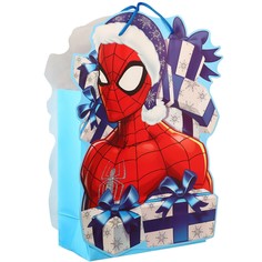 Пакет подарочный новогодний подарочный, 23 х 27 х 11.5 см, упаковка, человек-паук Marvel