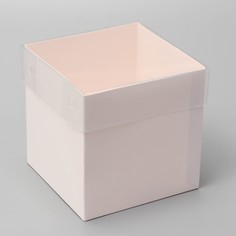 Коробка для цветов с pvc крышкой, 12×12×12 см, белая Upak Land