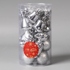 Ёлочные игрушки, пластик, набор 24 шт Зимнее волшебство