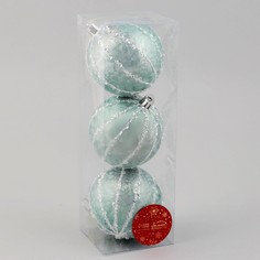 Ёлочные игрушки, шары новогодние , пластик, набор d-8 см, 3 шт Зимнее волшебство