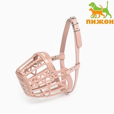 Намордник пластиковый №5 с ошейником из эко кожи ом 30 см дн 11 см ош 47-62 см Пижон