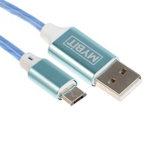Кабель mybit, microusb - usb, динамическая led подсветка, 2 а, 1 м, только зарядка