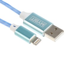 Кабель mybit, lightning - usb, динамическая led подсветка, 2 а, 1 м, только зарядка