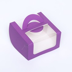 Коробка под бенто-торт с окном, сиреневый, 14×14×8 см Upak Land