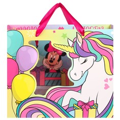 Пакет подарочный, 31х26х11 см, пластиковое окно, упаковка, минни маус и единорог Disney