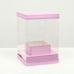 Коробка для цветов с вазой и pvc окнами складная, сиреневый, 16 х 23 х 16 см Upak Land