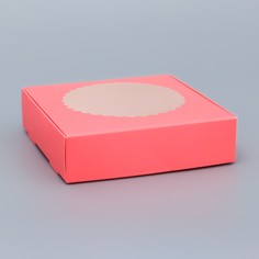Подарочная коробка сборная с окном, розовый, 11.5×11.5×3 см Upak Land