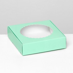 Подарочная коробка сборная с окном, зеленый, 11.5×11.5×3 см Upak Land