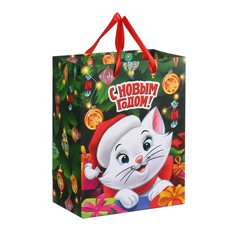 Пакет подарочный новогодний, 18 х 23 х 11.5 см, упаковка, коты аристократы Disney