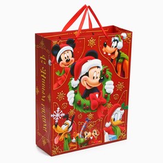 Пакет подарочный новогодний, 31 х 40 х 11.5 см, упаковка, микки маус Disney