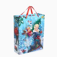 Пакет подарочный новогодний, 31 х 40 х 11.5 см, упаковка, холодное сердце Disney