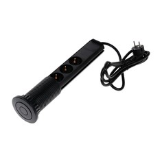 Розетка выдвижная, luazon, 16 а, четырехместная, в стол, 2xusb, 2.1 a, черная