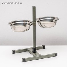 Подставка с мисками, 2 х 1 л, высота 40 см, разборная, зеленая Пижон