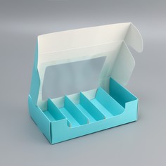 Коробка складная с окном под 5 эклеров зеленая, 25×15×6.6 см Upak Land