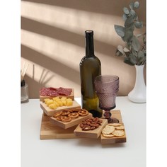 Доска для подачи деревянная с подиумами adelica, 28×19,5×11 см, пропитана маслом, береза