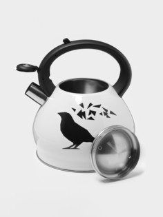 Чайник со свистком из нержавеющей стали доляна magic birds, 3 л, с индикатором нагрева, индукция