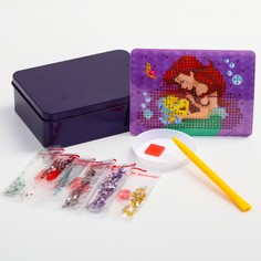 Алмазная мозаика на шкатулке, 12х9х4 см, принцессы Disney