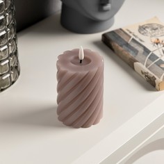 Светодиодная свеча витая лиловая, 7.5 × 12.5 × 7.5 см, пластик, воск, батарейки ааах2 (не в комплекте), свечение теплое белое Luazon Lighting