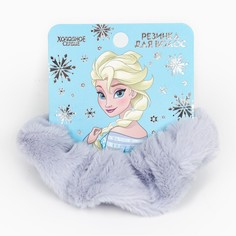 Резинка для волос серая, пушистая, 11 см, холодное сердце Disney