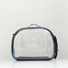 Переноска для животных прозрачная, 42*32*28 см, голубая Пижон