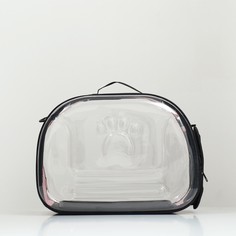 Переноска для животных прозрачная, 42*32*28 см, розовая Пижон