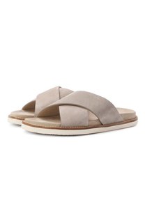 Замшевые шлепанцы Cross-over Brunello Cucinelli