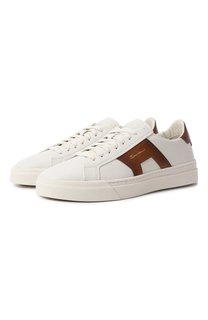 Кожаные кеды Double Buckle Santoni