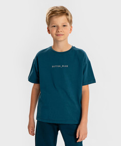 Футболка с коротким рукавом и принтом синяя детская Button Blue