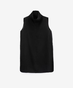 Блузка полупрозрачная без рукавов из ткани с высоким содержанием льна черная GLVR