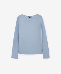 Лонгслив силуэта умеренный оверсайз из тонкого трикотажа голубой GLVR