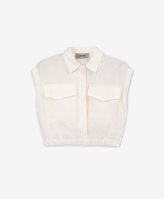 Блузка льняная с короткими рукавами белая Gulliver Select